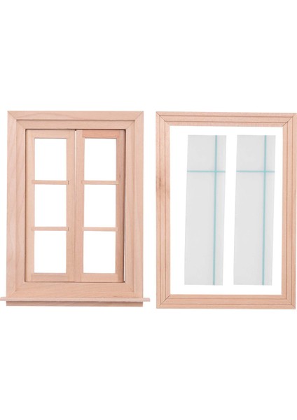 1:12 Evcilik Minyatür Çift Pencere Ahşap 6 Panel Çerçeve ve Cam Plaka Bebek Evi Diy Çift Pencere Aksesuarları Bebek Için Seramik Karo (Yurt Dışından)