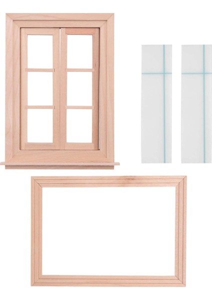 1:12 Evcilik Minyatür Çift Pencere Ahşap 6 Panel Çerçeve ve Cam Plaka Bebek Evi Diy Çift Pencere Aksesuarları Bebek Için Seramik Karo (Yurt Dışından)