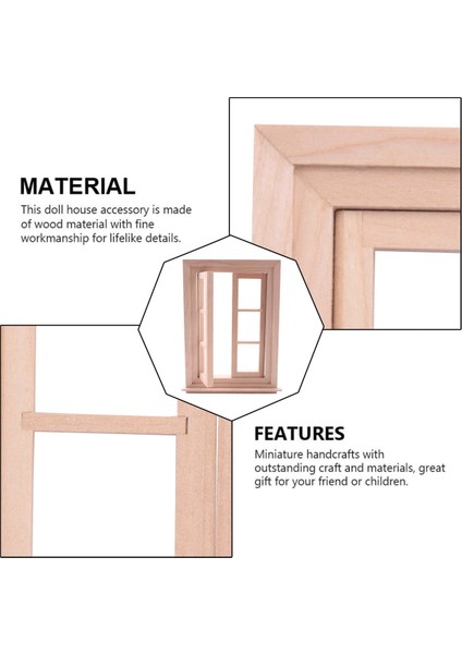 1:12 Evcilik Minyatür Çift Pencere Ahşap 6 Panel Çerçeve ve Cam Plaka Bebek Evi Diy Çift Pencere Aksesuarları Bebek Için Seramik Karo (Yurt Dışından)