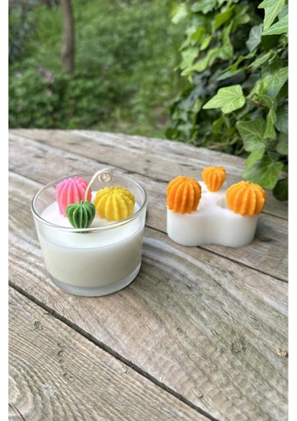 3'lü Sukulent Desenli Beyaz Silikon Mum Kalıbı – Kokusuz, Dayanıklı, Mum ve Sabun Yapımına Uygun 80 g