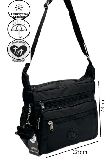 Krinkıl Su Geçirmez Kumaş Siyah Kadın Omuz Çantası 4100 modelleri