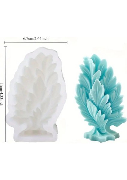 Yaprak Desenli 2 Mum Kalıbı, Beton ve Epoksi Için, Beyaz Renk fiyatları