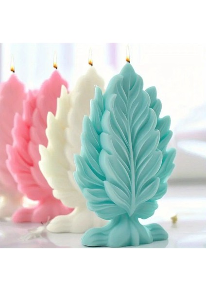 Yaprak Desenli 2 Mum Kalıbı, Beton ve Epoksi Için, Beyaz Renk fırsatları