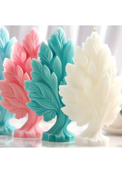 Yaprak Desenli 2 Mum Kalıbı, Beton ve Epoksi Için, Beyaz Renk indirimleri