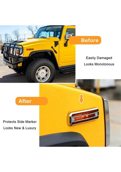 Hummer H2 2003-2009 Aksesuarları Için Side Marker Guard Trim Yan Işık Koruyucu Kapak - 4'lü Paket (Yurt Dışından) indirimleri