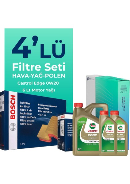 Volvo S90 2.0 Dizel B5 Filtre Bakım Seti Castrol Motor Yağlı (2020-2024) 4 Lü