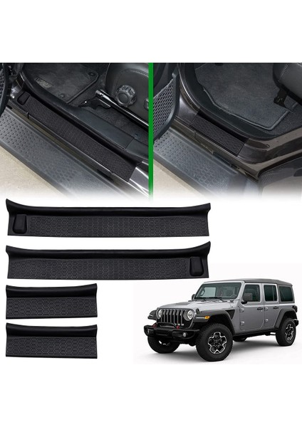 Kapı Eşiği Korumaları Kapı Eşiği Giriş Koruması 2018-2022 Jeep-Wrangler Jl ve 2020-2022 Jeep-Gladiator Jt Aksesuarları, Siyah (Yurt Dışından) fiyatları