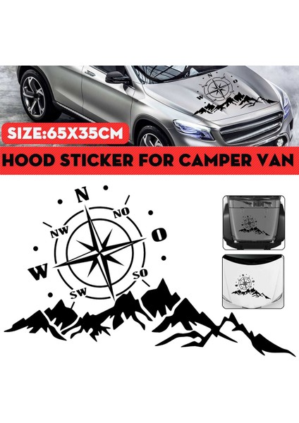 Araba Suv Evrensel Kaput Sticker Dağ Pusulası Grafik Çıkartma Sticker Dekorasyon (Yurt Dışından) fiyatları
