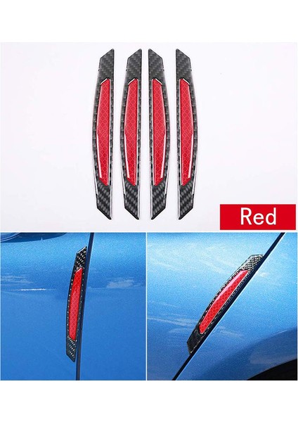 4 Adet Süper Kırmızı Yansıtıcı Çıkartmalar Karbon Fiber Şeritler Araba Yan Kapı Kenar Tampon Çizilmez Koruma Muhafızları Trim Çıkartmalar Evrensel (Yurt Dışından)