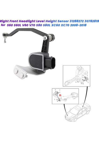 Lhd Ön Far Seviye Sensörü 31288272 Volvo S60 S60L V60 V70 S80 S80L XC60 XC70 08-18 Yükseklik Sensörü 30782819 (Yurt Dışından)