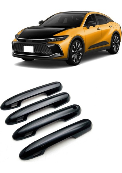 Toyota Crown Crossover 2023 Aksesuarları Için Araba Dış Kapı Kolu Kapağı Trim Çıkartmaları - Siyah (Yurt Dışından)