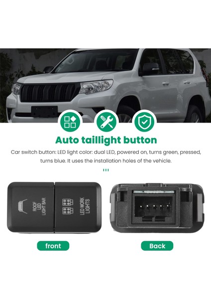 12V Araba Çift LED Işık Çubuğu Mavi/yeşil Açma-Kapama Basmalı Anahtar Düğmesi Toyota Prado Reiz Hilux Landcruiser Işık Düğmesi (Yurt Dışından) fırsatları