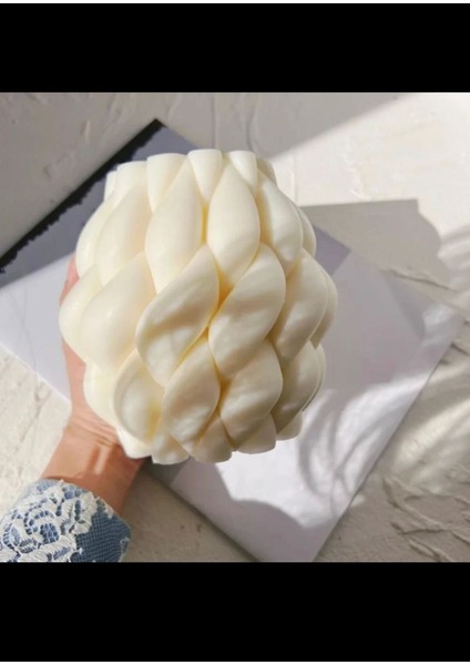 Büyük Boy Kokulu Burgulu Yağmur Damlası Düğüm Soya Wax Mum, Beyaz