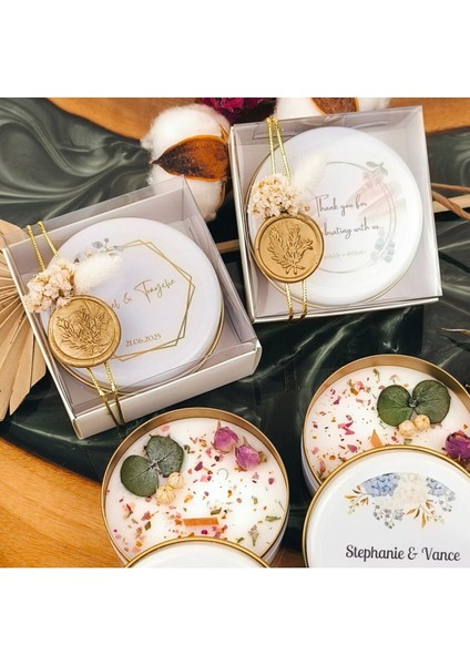 Kişiye Özel, Hediye Kutulu, Kokulu Soya Mum Seti, Düğün, Nişan, Bebek, Doğum Günü (10 Adet)