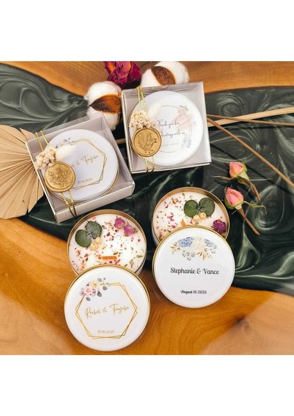 Kişiye Özel, Hediye Kutulu, Kokulu Soya Mum Seti, Düğün, Nişan, Bebek, Doğum Günü (10 Adet) indirimleri