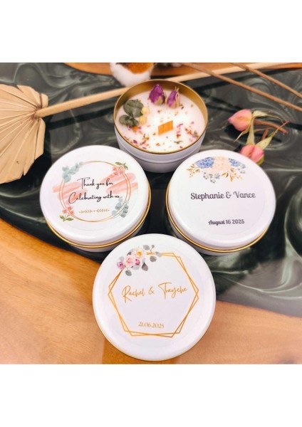 Kişiye Özel, Hediye Kutulu, Kokulu Soya Mum Seti, Düğün, Nişan, Bebek, Doğum Günü (10 Adet)