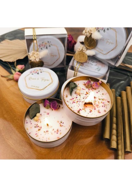 Kişiye Özel, Hediye Kutulu, Kokulu Soya Mum Seti, Düğün, Nişan, Bebek, Doğum Günü (10 Adet)