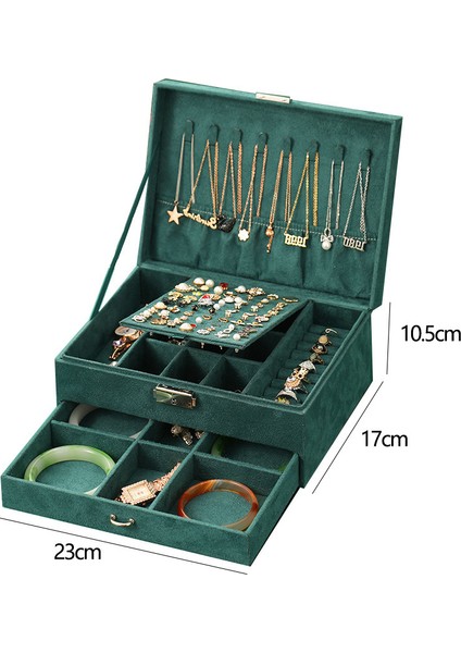 Kadife Vintage Mücevher Mücevher Kutusu Düzenleyici Çok Katmanlı Büyük Kapasiteli (Yurt Dışından)