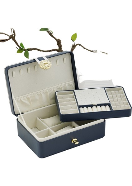 Çift Pu Büyük Kapasiteli Mücevher Kutusu Çok Fonksiyonlu Mücevher Kutusu Saklama Kutusu (Yurt Dışından)