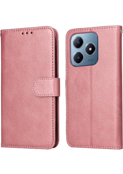 Realme C61 Basit Iş Pu Deri Manyetik Kapaklı Cüzdan Telefon Kılıfı Kart Tutuculu Koruma Kılıfı (Yurt Dışından)