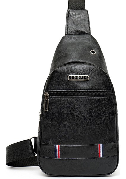 Göğüs Çantası Basit Erkek Rahat Trend Omuz Çantası Diyagonal Çapraz Erkek Çantaları USB Şarj Sırt Çantaları (Yurt Dışından)