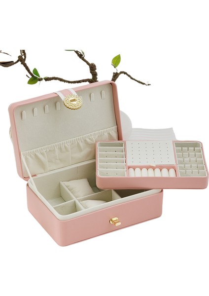 Çift Pu Büyük Kapasiteli Mücevher Kutusu Çok Fonksiyonlu Mücevher Kutusu Saklama Kutusu (Yurt Dışından)