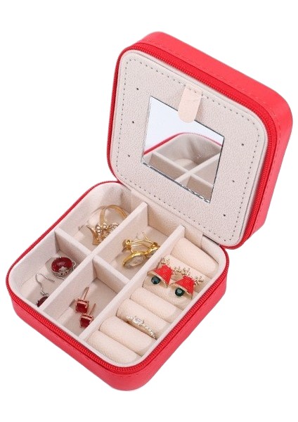 Aynalı Pu Mücevher Düzenleyici Taşınabilir Mücevher Ambalaj Kutusu Çok Fonksiyonlu (Yurt Dışından)