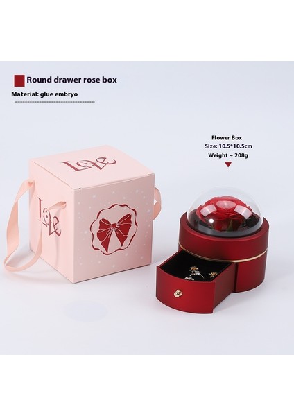 Yeni Gül Mücevher Kutusu Sevgililer Günü Tanabata Düğün Teklifi Yüzük Kutusu Yuvarlak Çekmece Hediye Kutusu (Yurt Dışından)