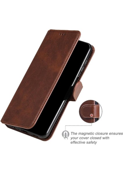 Infinix Note 8 Basit Iş Pu Deri Manyetik Kapaklı Cüzdan Telefon Kılıfı Kart Tutuculu Koruma Kılıfı (Yurt Dışından)