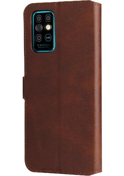 Infinix Note 8 Basit Iş Pu Deri Manyetik Kapaklı Cüzdan Telefon Kılıfı Kart Tutuculu Koruma Kılıfı (Yurt Dışından)