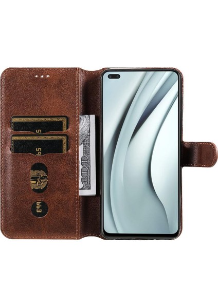 Infinix Note 8 Basit Iş Pu Deri Manyetik Kapaklı Cüzdan Telefon Kılıfı Kart Tutuculu Koruma Kılıfı (Yurt Dışından)