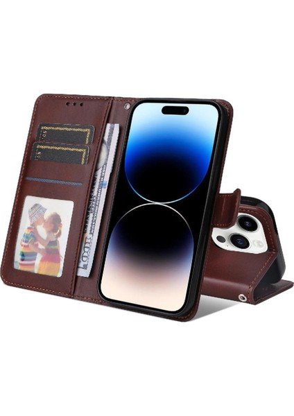 iPhone 15 Pro Max Basit Iş Pu Deri Manyetik Kapaklı Cüzdan Telefon Kılıfı Kart Tutuculu Koruma Kılıfı (Yurt Dışından) indirimleri