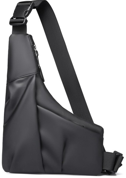 Hırsızlığa Karşı Yapışkan Tabanca Çantası Üçgen Çanta Günlük Deri Membran Erkek Çantası Sol ve Sağ Crossbody Günlük Göğüs Çantası (Yurt Dışından)
