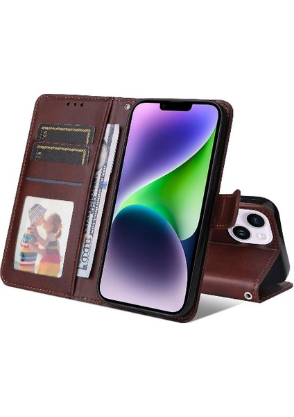 iPhone 15 Plus Basit Iş Pu Deri Manyetik Kapaklı Cüzdan Telefon Kılıfı Kart Tutuculu Koruma Kılıfı (Yurt Dışından) indirimleri