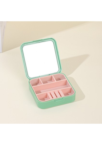 Kozmetik Aynalı Taşınabilir Kompakt Mücevher Kutusu Mücevher Kutusu Yüzük Küpe Küpe Kolye Ruj Saklama Kutusu (Yurt Dışından)