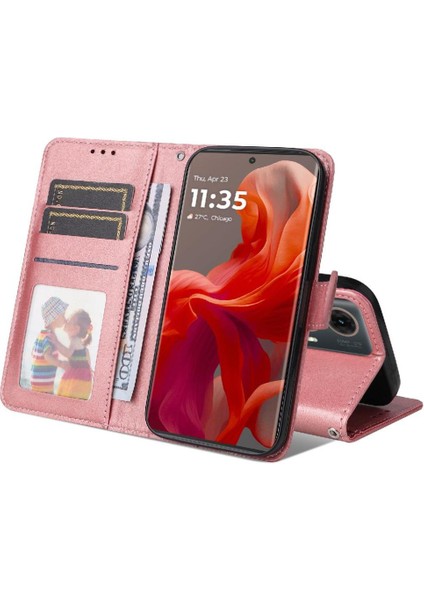 Motorola Moto G04 Basit Iş Pu Deri Manyetik Kapaklı Cüzdan Telefon Kılıfı Kart Tutuculu Koruma Kılıfı (Yurt Dışından) fırsatları