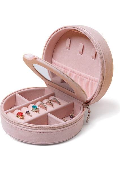 Taşınabilir Fermuarlı Mücevher Kutusu, Aynalı Yüzük Düzenleyici Çok Katmanlı (Yurt Dışından)