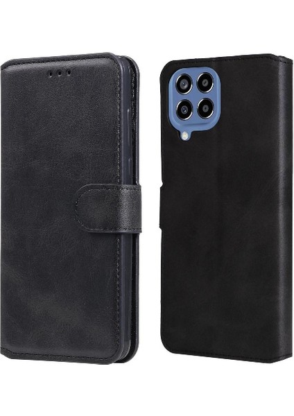Samsung Galaxy M33 5g Basit Iş Pu Deri Manyetik Kapaklı Cüzdan Telefon Kılıfı Kart Tutuculu Koruma Kılıfı (Yurt Dışından)
