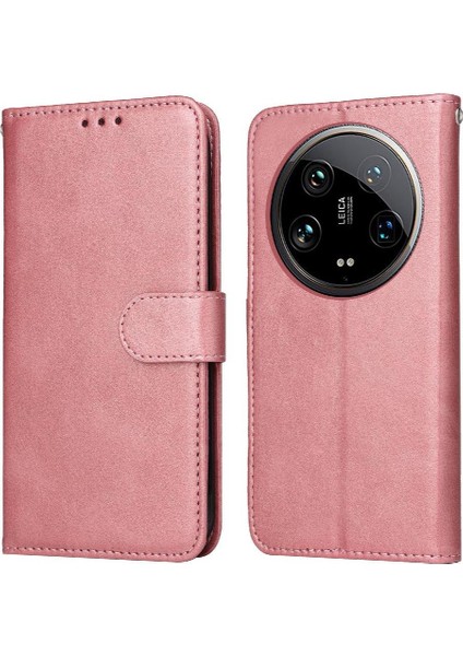Xiaomi 14 Ultra Basit Iş Pu Deri Manyetik Kapaklı Cüzdan Telefon Kılıfı Kart Tutuculu Koruma Kılıfı (Yurt Dışından)