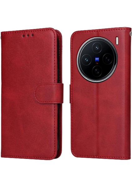 Vivo X200 Pro Basit Iş Pu Deri Manyetik Kapaklı Cüzdan Telefon Kılıfı Kart Tutuculu Koruma Kılıfı (Yurt Dışından)