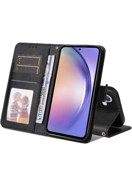 Samsung Galaxy M54 5g Basit Iş Pu Deri Manyetik Kapaklı Cüzdan Telefon Kılıfı Kart Tutuculu Koruma Kılıfı (Yurt Dışından)