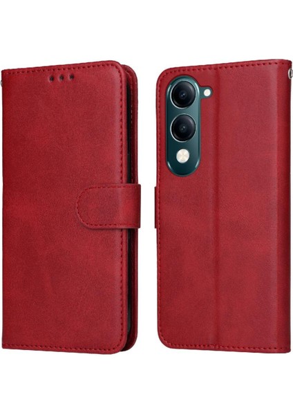 Vivo Y04 Basit Iş Pu Deri Manyetik Kapaklı Cüzdan Telefon Kılıfı Kart Tutuculu Koruma Kılıfı (Yurt Dışından)