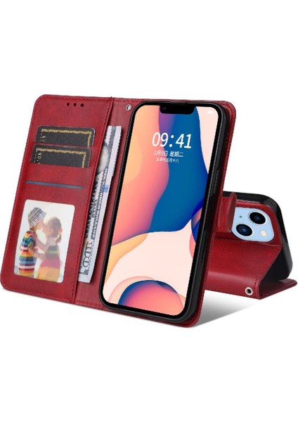 iPhone 14 Plus Basit Iş Pu Deri Manyetik Kapaklı Cüzdan Telefon Kılıfı Kart Tutuculu Koruma Kılıfı (Yurt Dışından) indirimleri
