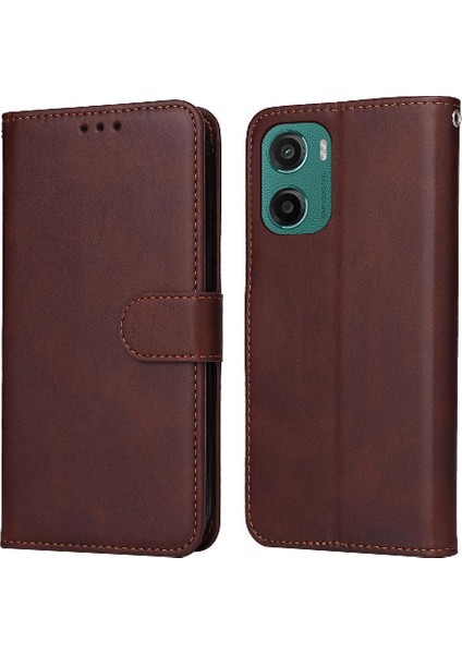 Motorola Moto G05 Basit Iş Pu Deri Manyetik Kapaklı Cüzdan Telefon Kılıfı Kart Tutuculu Koruma Kılıfı (Yurt Dışından)