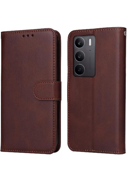 Realme C75 4g Basit Iş Pu Deri Manyetik Kapaklı Cüzdan Telefon Kılıfı Kart Tutuculu Koruma Kılıfı (Yurt Dışından)