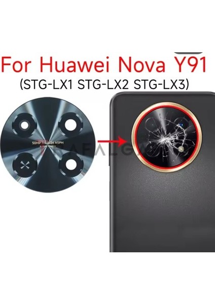 Huawei Nova Y91 Arka Kamera Cam Lens Full Yapıştırıcı Sticker ile Stg-Lx1 Stg-Lx2 Için Yedek