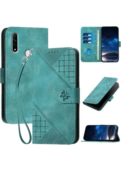 Oppo A8 Için Flip Case/ayrılabilir El Kayışı ile Embossed 2020 Kabartmalı ve (Yurt Dışından)