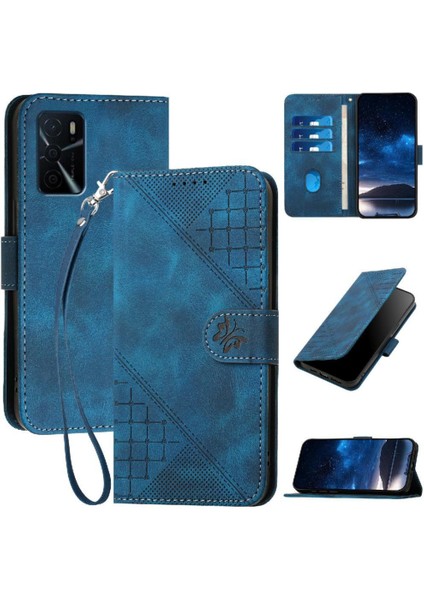 Oppo A16 ve Kredi Kartı Yuvası Için Flip Case El ile Kabartmalı Kelebek (Yurt Dışından)
