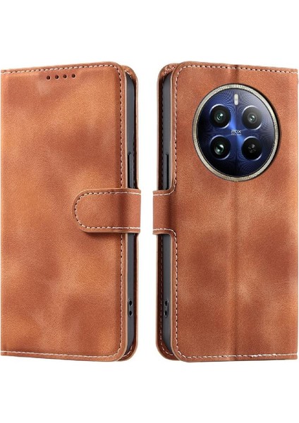 Realme 12 Pro Artı 5g Için Flip Case Pu Deri Bilek Kayışı Manyetik Cüzdan (Yurt Dışından)