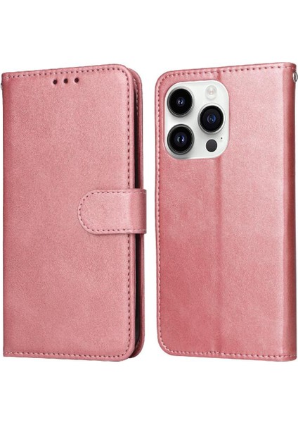 iPhone 15 Pro Basit Iş Pu Deri Manyetik Kapaklı Cüzdan Telefon Kılıfı Kart Tutuculu Koruma Kılıfı (Yurt Dışından)